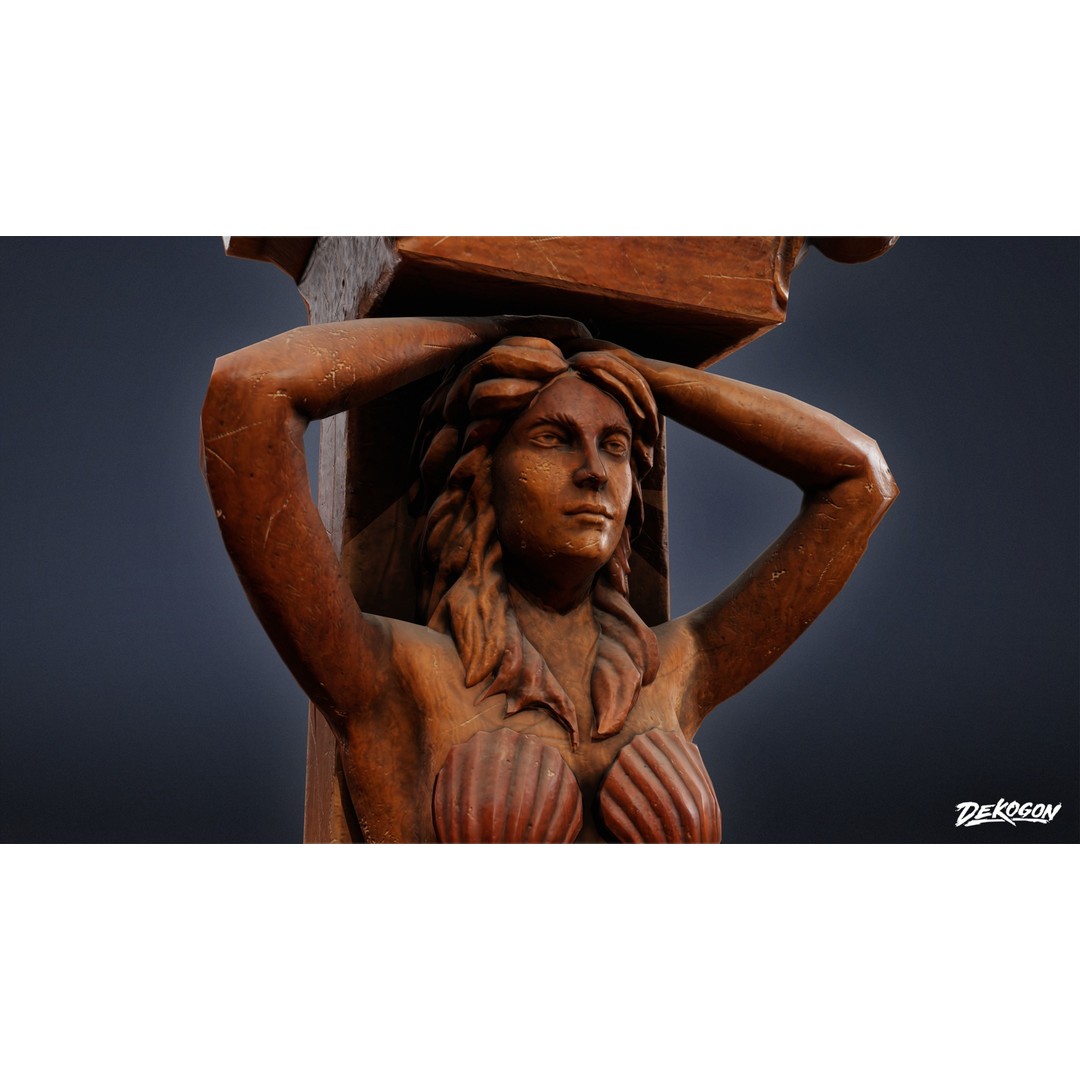 Wooden Pillar 3D Model – Low Poly Game Asset, FBX, PBR Textures - View 8