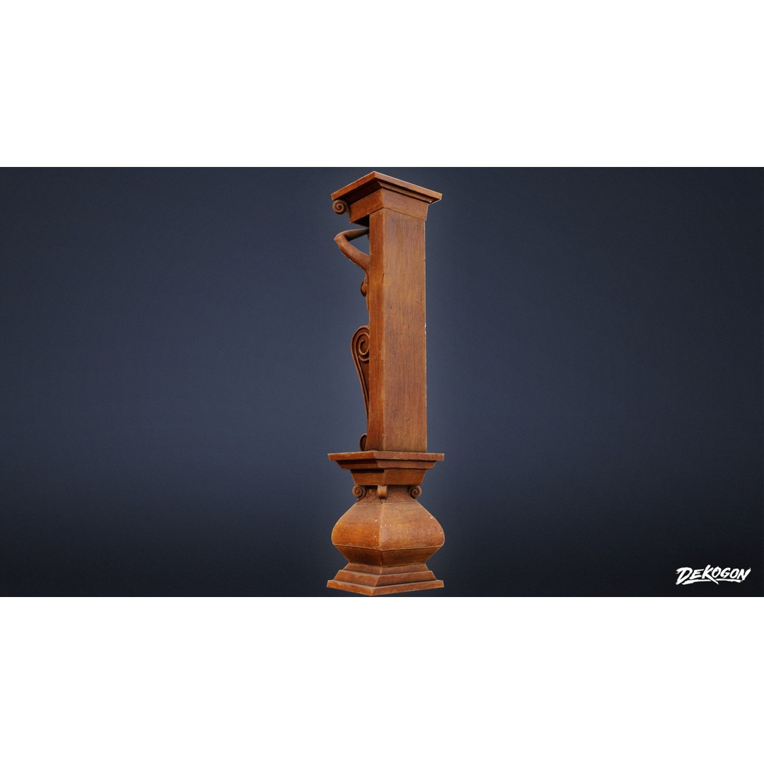 Wooden Pillar 3D Model – Low Poly Game Asset, FBX, PBR Textures - View 9