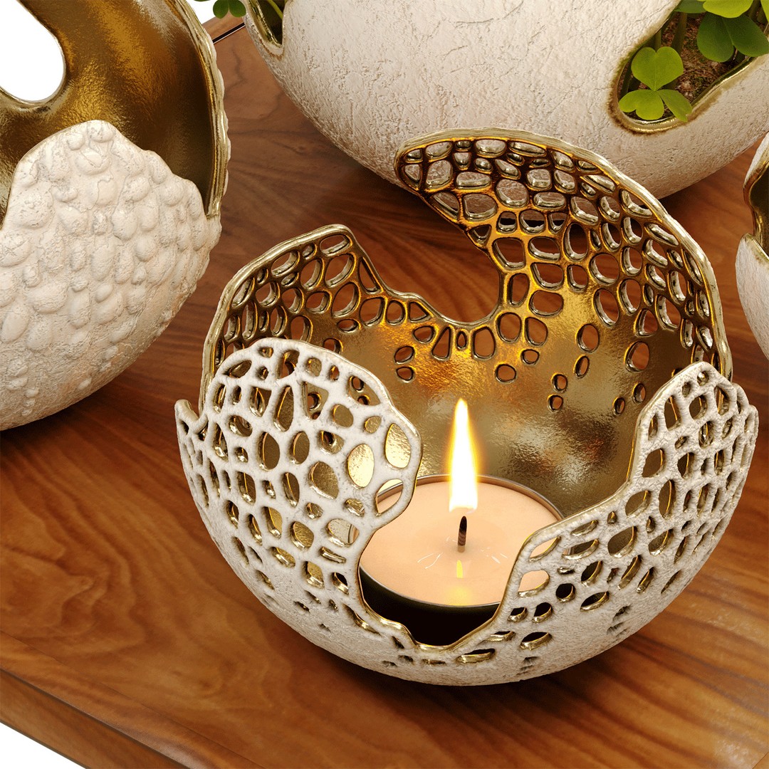 Decorative Bowls 3D Model – Elegant Candle Holder & Flower Pot, PBR - View 4