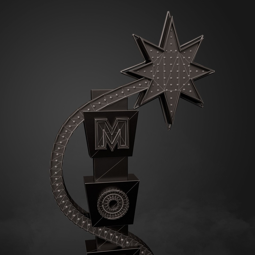 Neon Motel Sign 3D Model – Low Poly Retro Design with PBR Textures - View 14