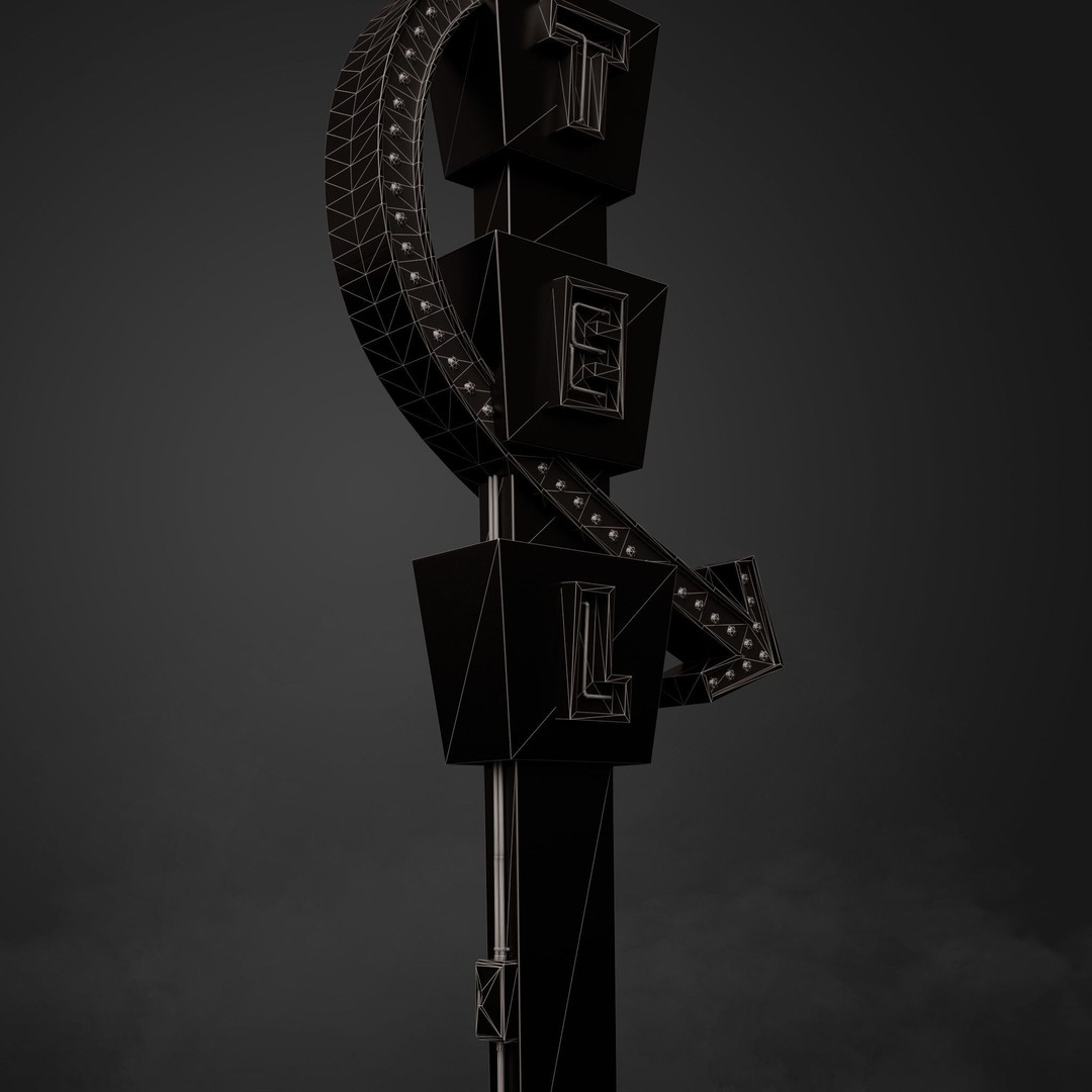 Neon Motel Sign 3D Model – Low Poly Retro Design with PBR Textures - View 15