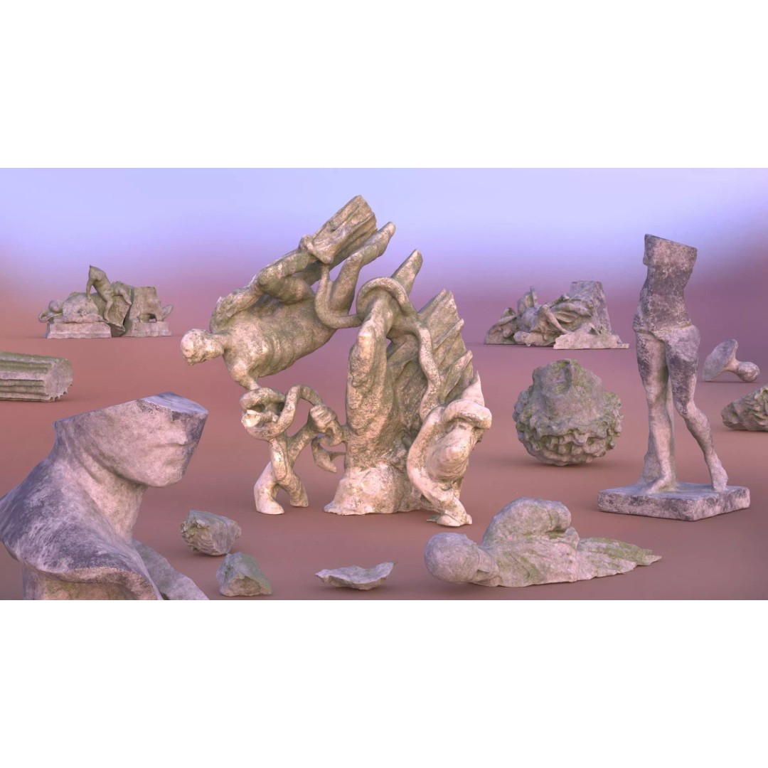 Broken Statues 3D Model – Ancient Ruins Collection with PBR Textures - View 2