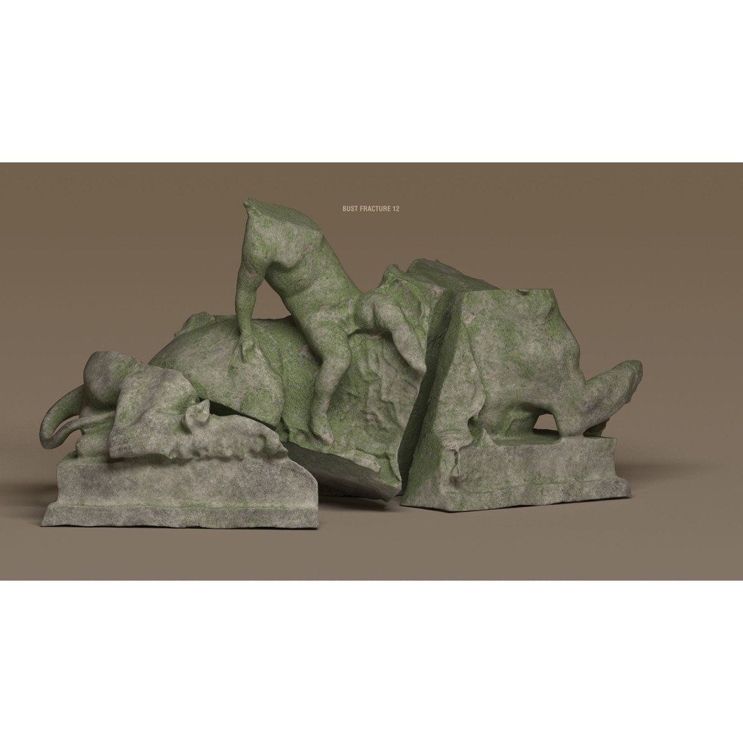 Broken Statues 3D Model – Ancient Ruins Collection with PBR Textures - View 3