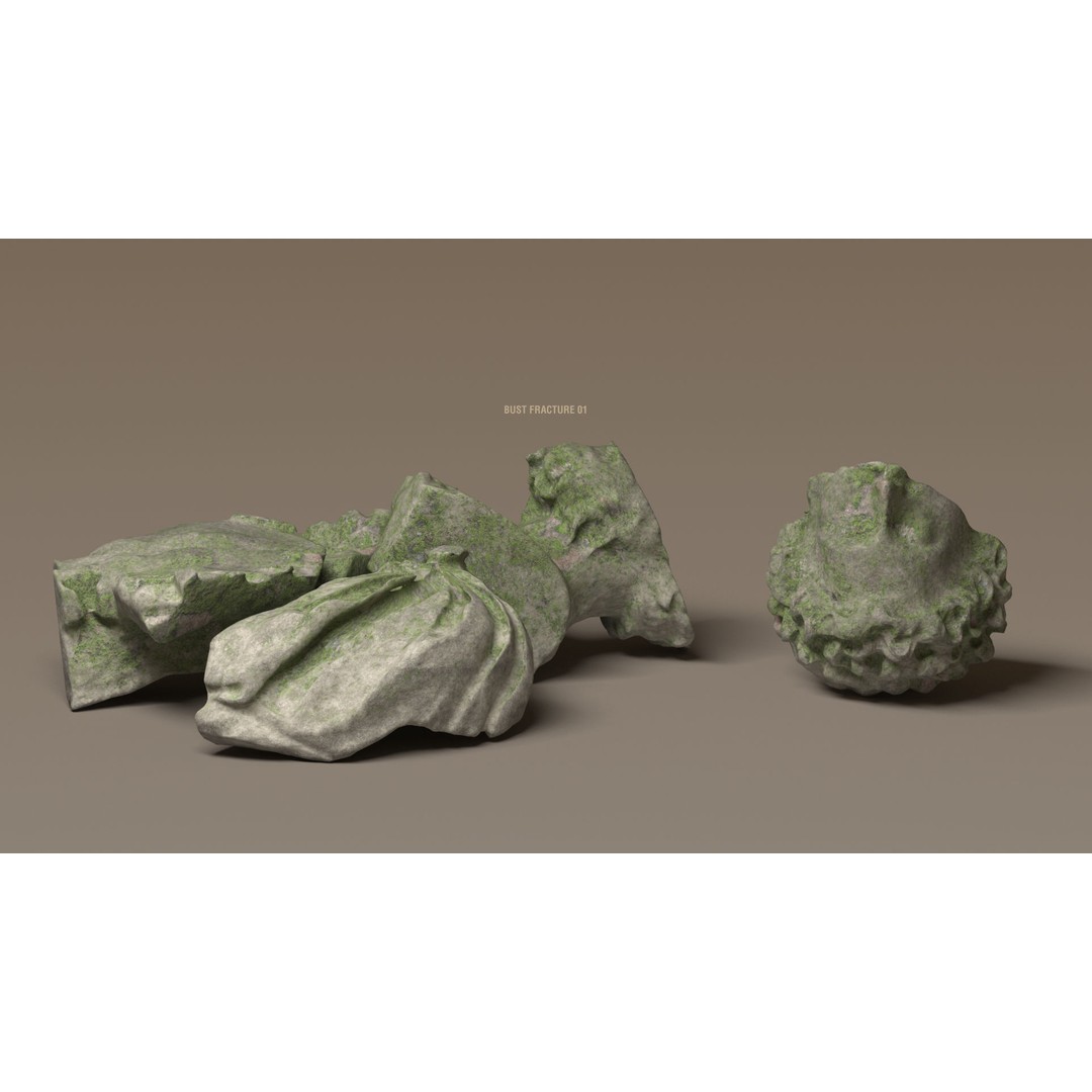 Broken Statues 3D Model – Ancient Ruins Collection with PBR Textures - View 34