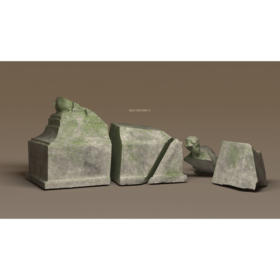 Broken Statues 3D Model – Ancient Ruins Collection with PBR Textures - View 7
