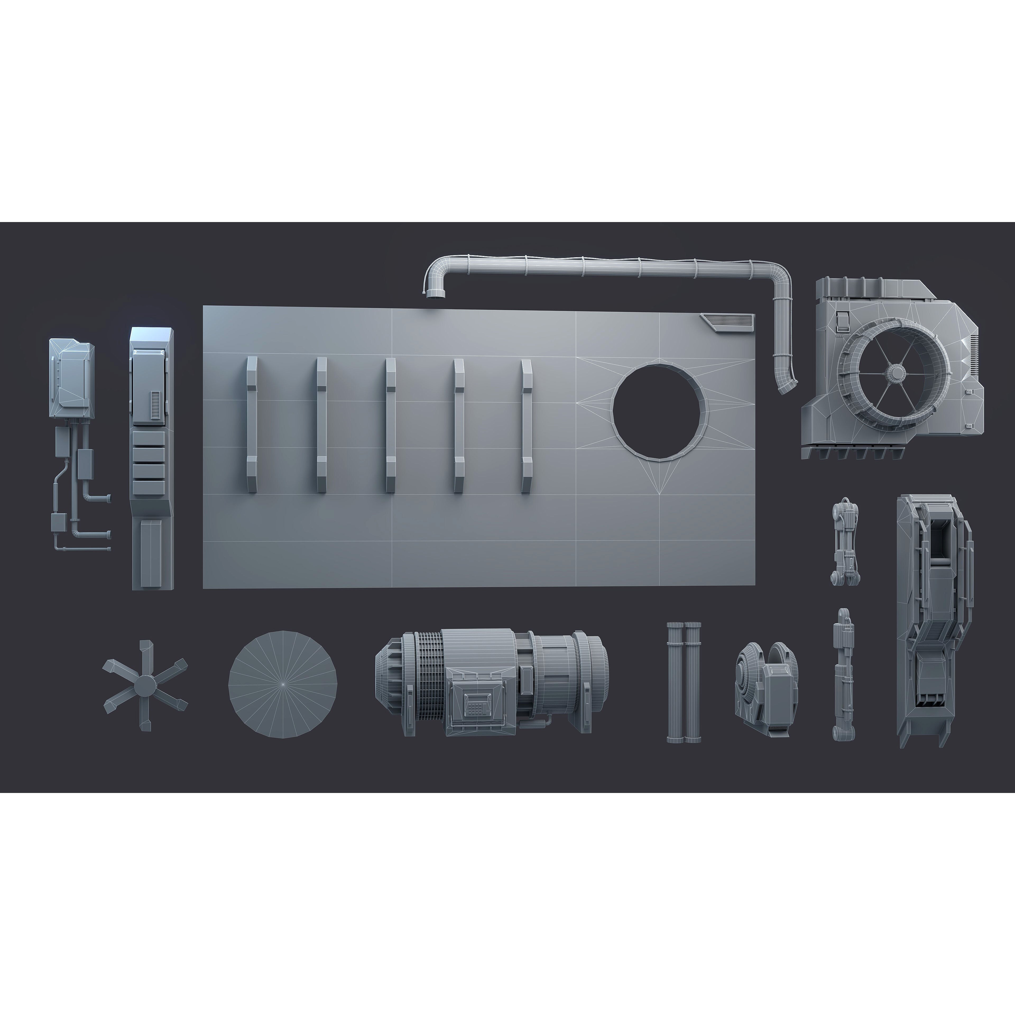 Sci-Fi Architecture Panels Kit Vol 04 - Low-Poly Game-Ready 3D Model - View 13