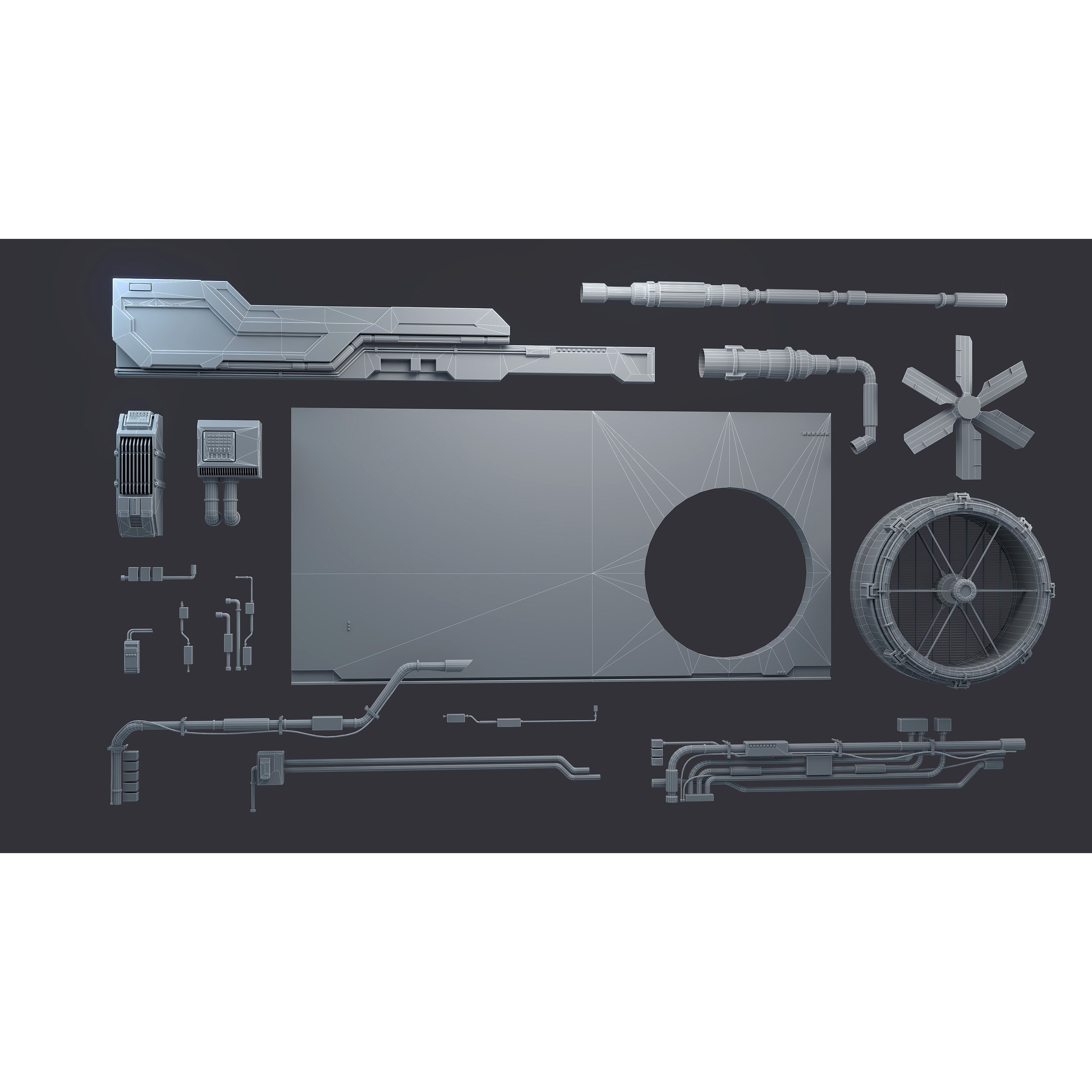 Sci-Fi Architecture Panels Kit Vol 04 - Low-Poly Game-Ready 3D Model - View 16