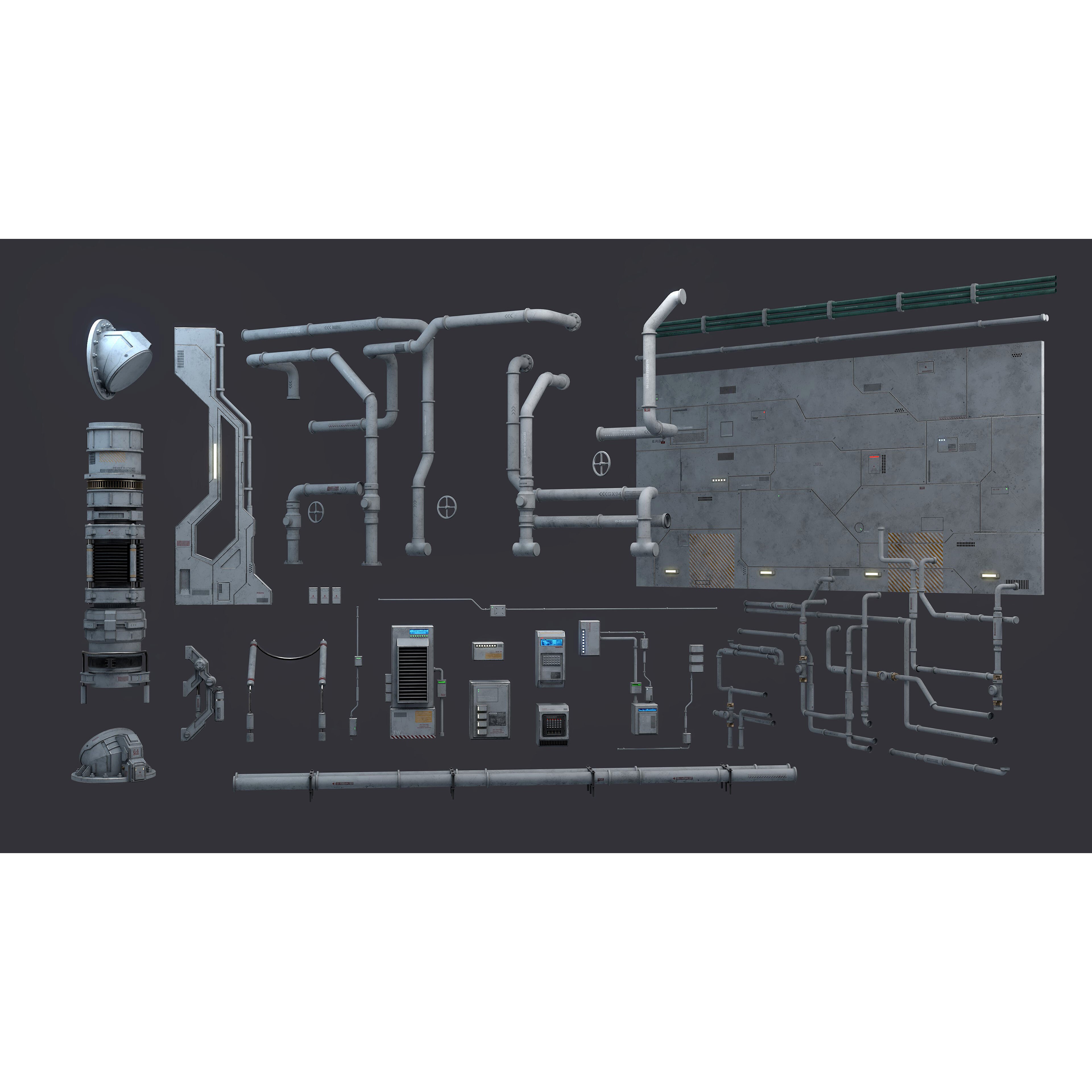 Sci-Fi Architecture Panels Kit Vol 04 - Low-Poly Game-Ready 3D Model - View 18