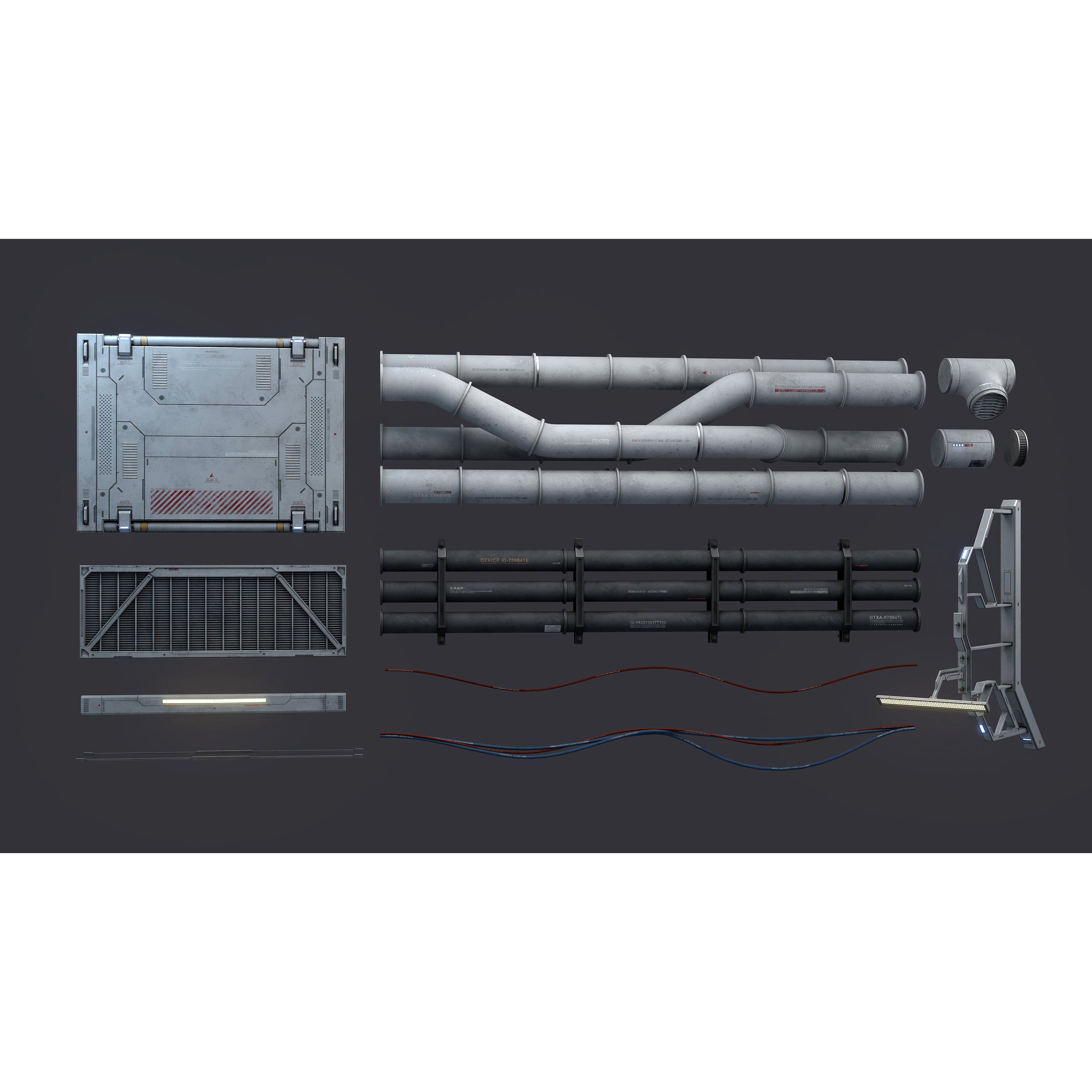 Sci-Fi Architecture Panels Kit Vol 04 - Low-Poly Game-Ready 3D Model - View 22