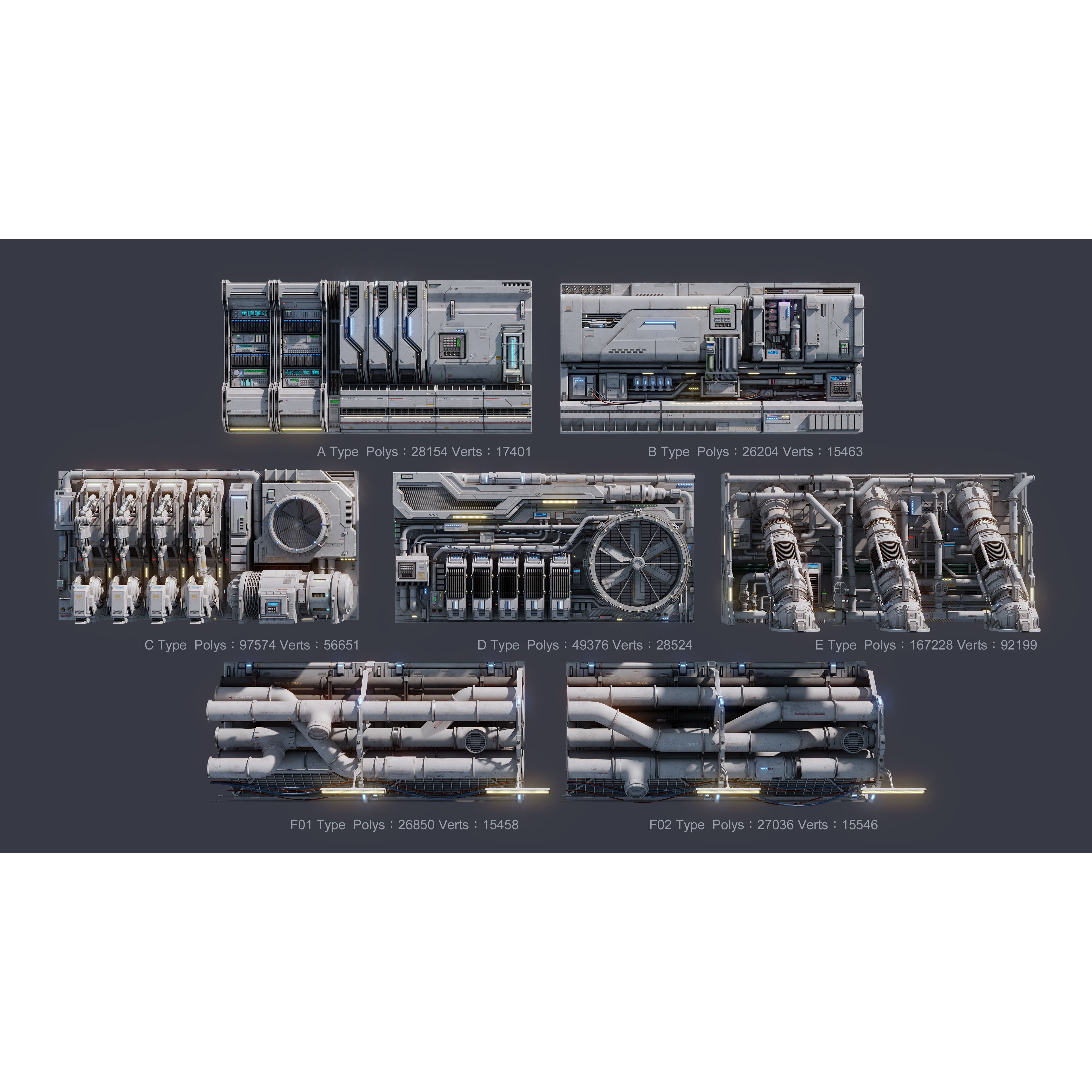 Sci-Fi Architecture Panels Kit Vol 04 - Low-Poly Game-Ready 3D Model - View 3