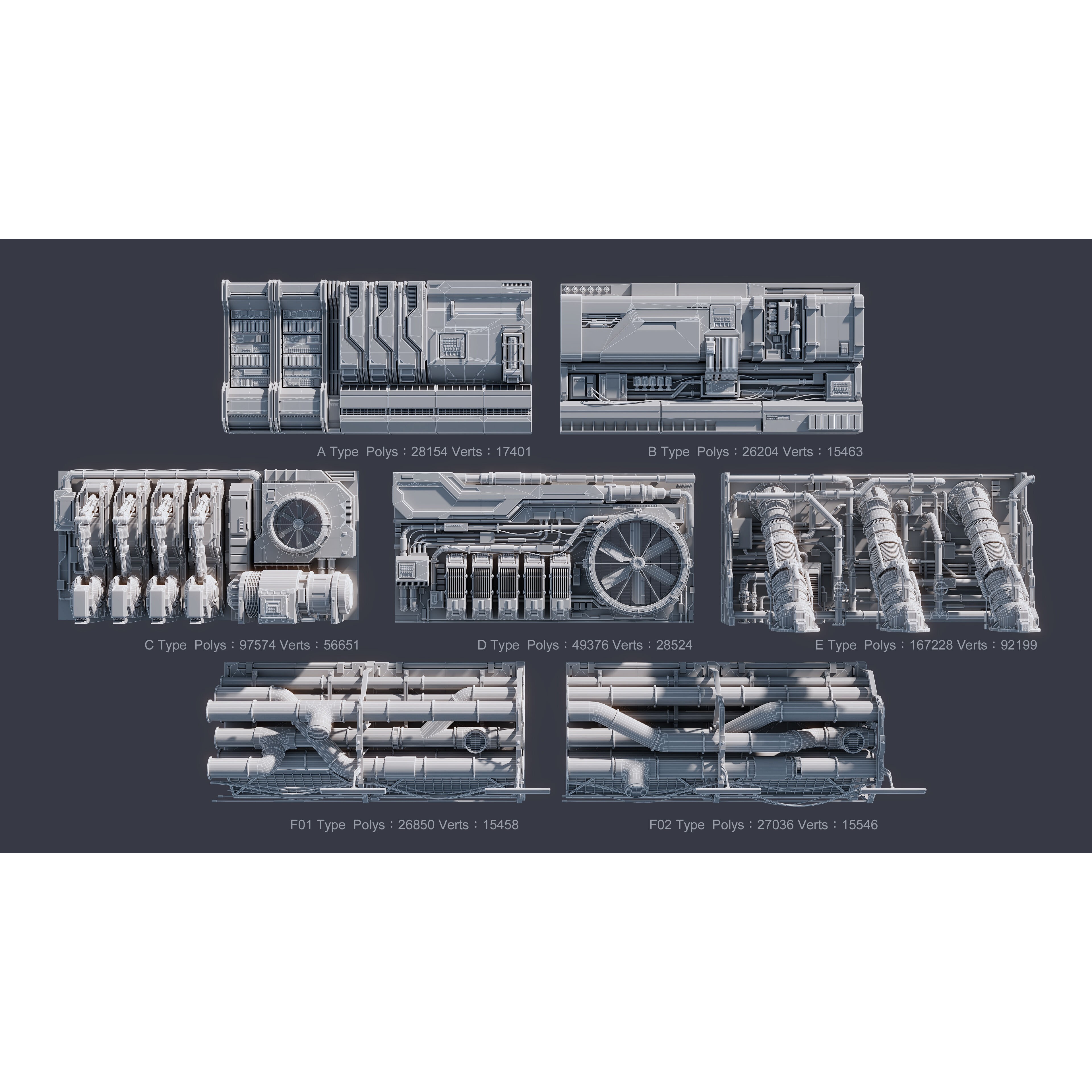 Sci-Fi Architecture Panels Kit Vol 04 - Low-Poly Game-Ready 3D Model - View 4