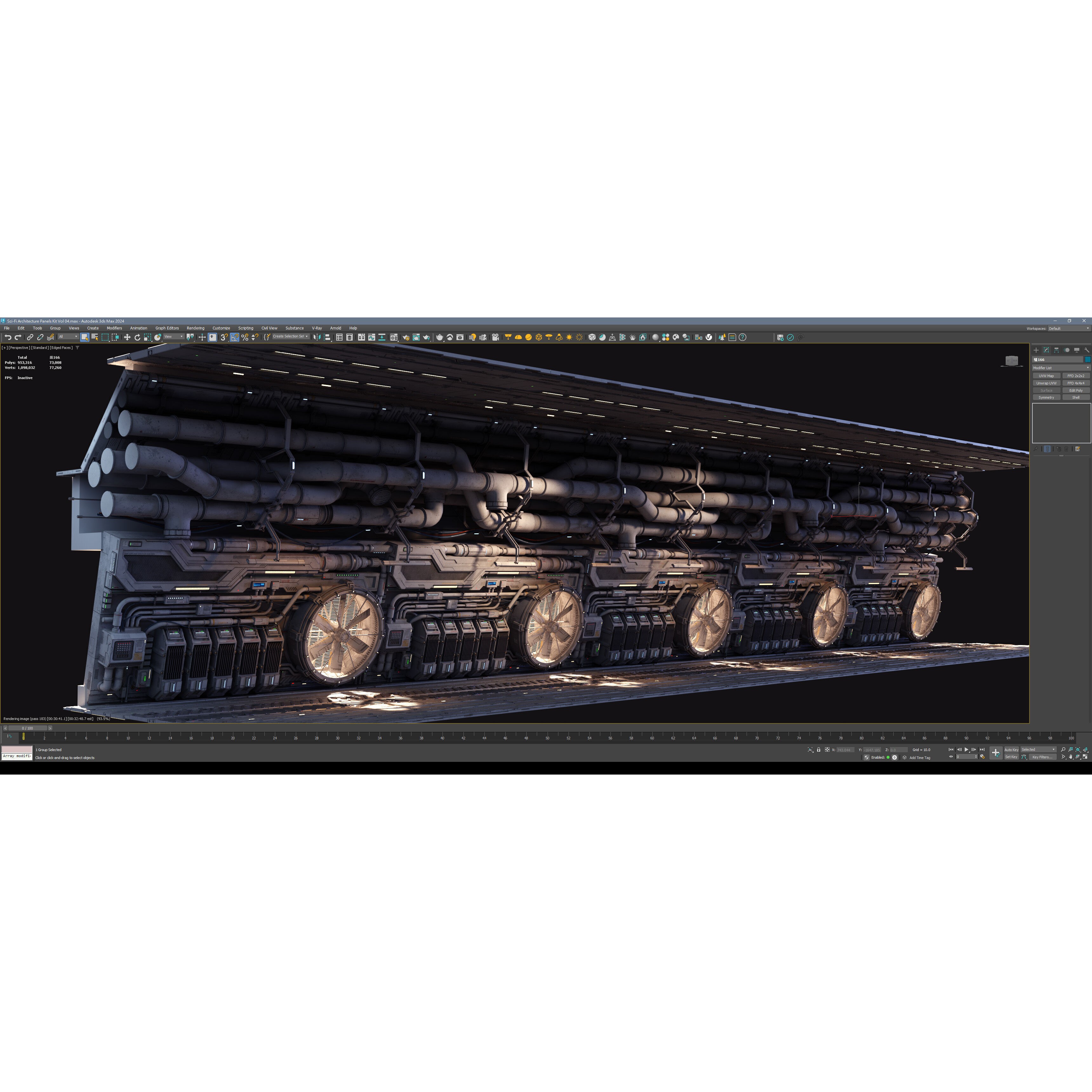 Sci-Fi Architecture Panels Kit Vol 04 - Low-Poly Game-Ready 3D Model - View 47