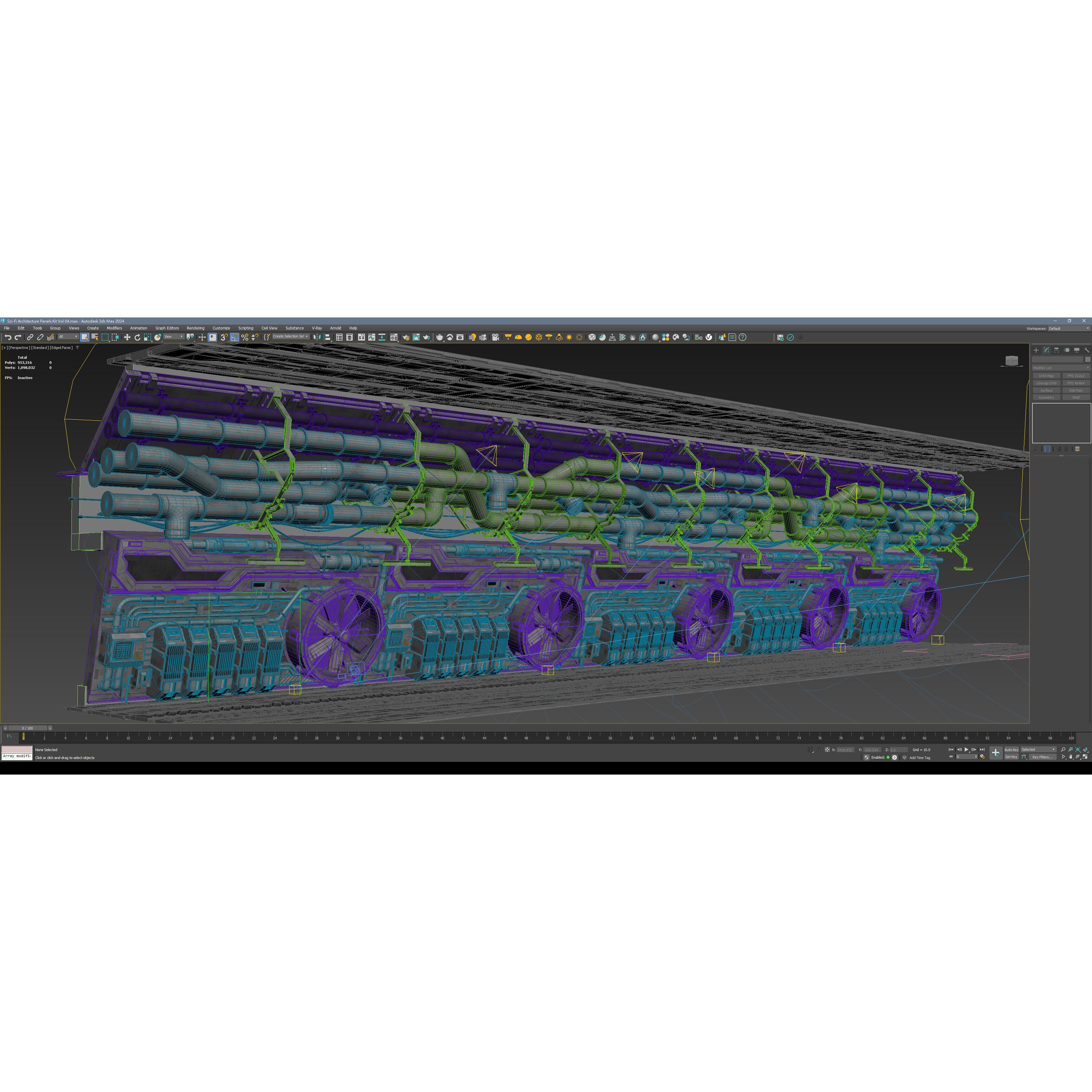 Sci-Fi Architecture Panels Kit Vol 04 - Low-Poly Game-Ready 3D Model - View 48