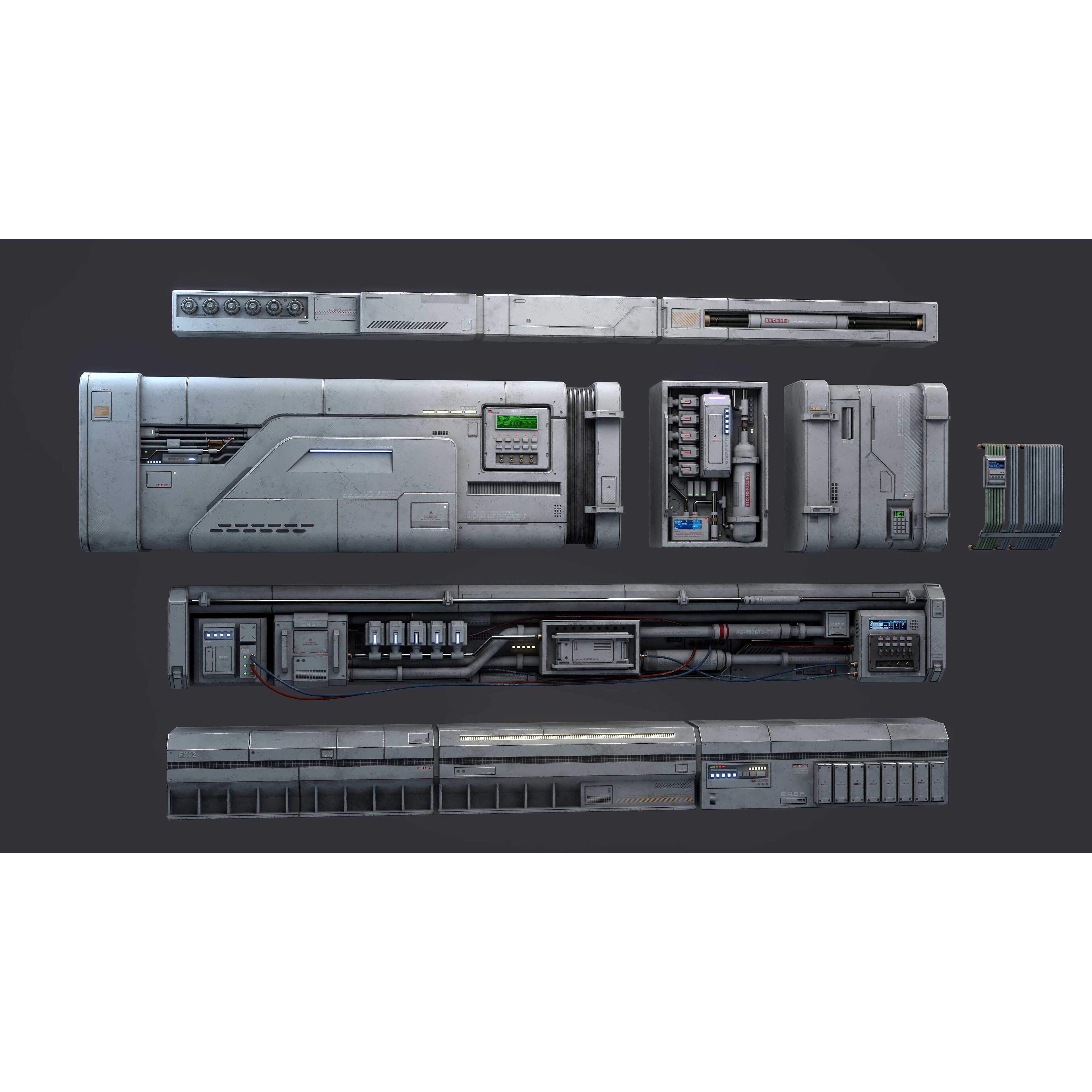 Sci-Fi Architecture Panels Kit Vol 04 - Low-Poly Game-Ready 3D Model - View 9