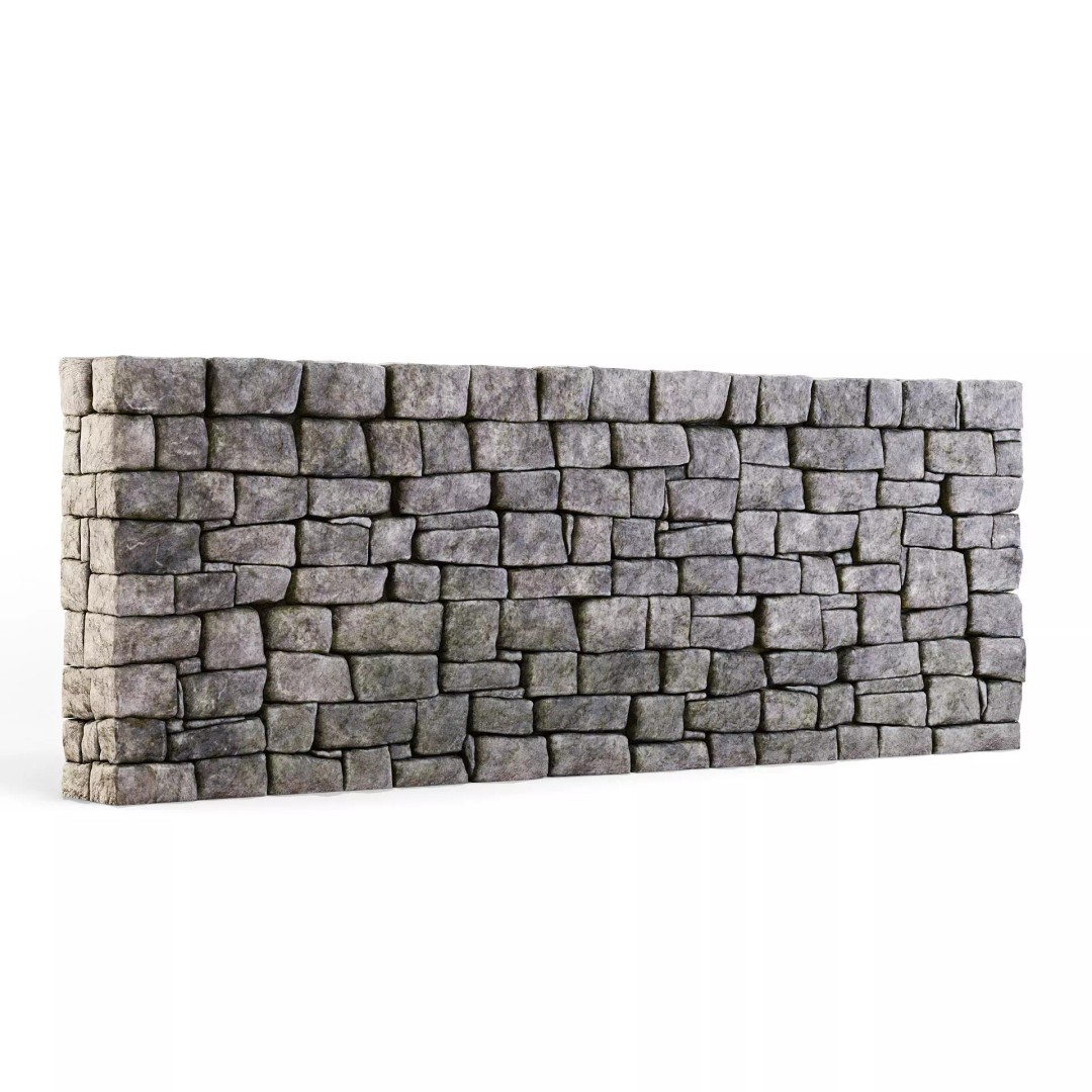 Forge Stone Wall 3D Model – Medieval Architectural Asset, FBX, OBJ - View 2