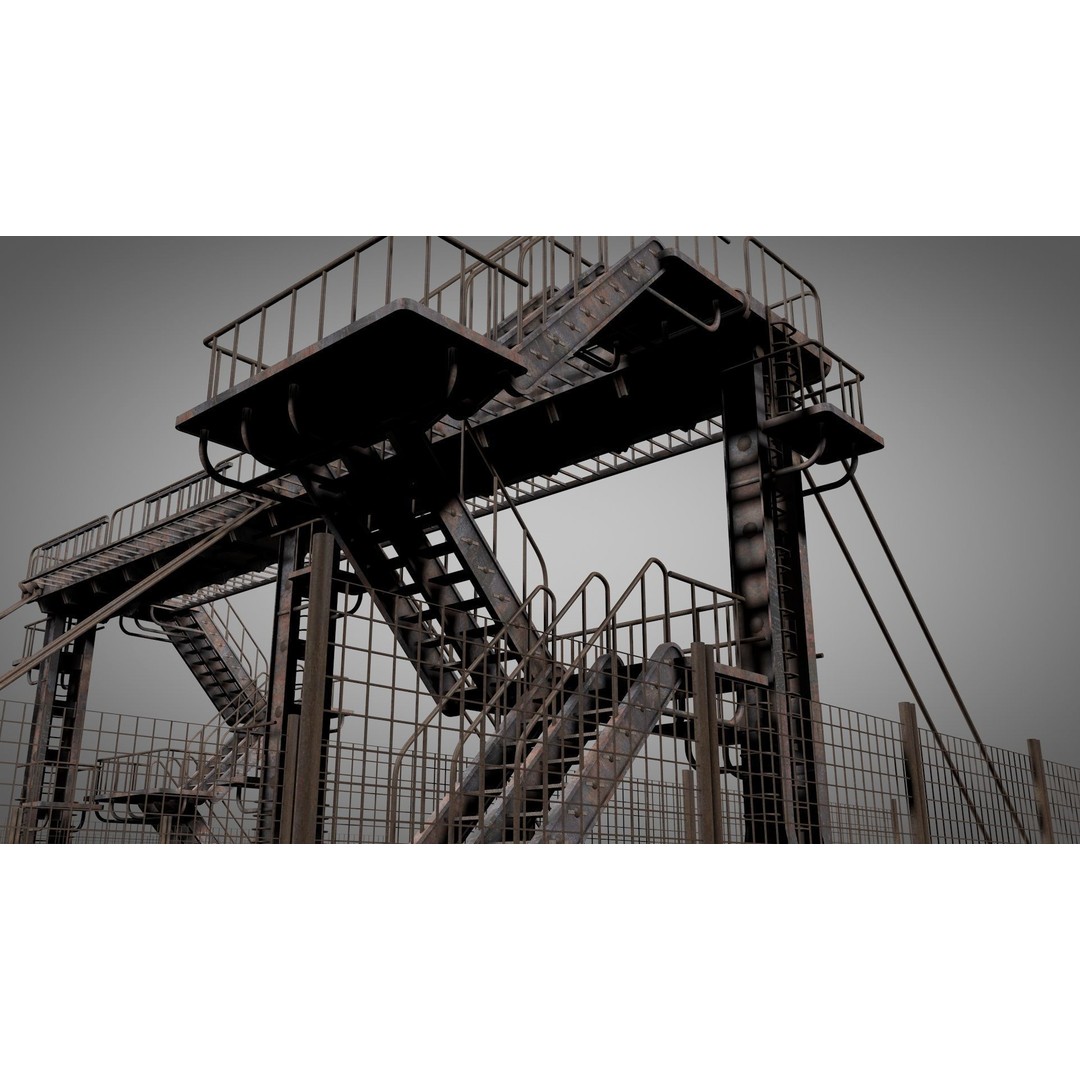 Abandoned Railway Overpass 3D Model – Detailed Architectural Asset, FBX - View 11