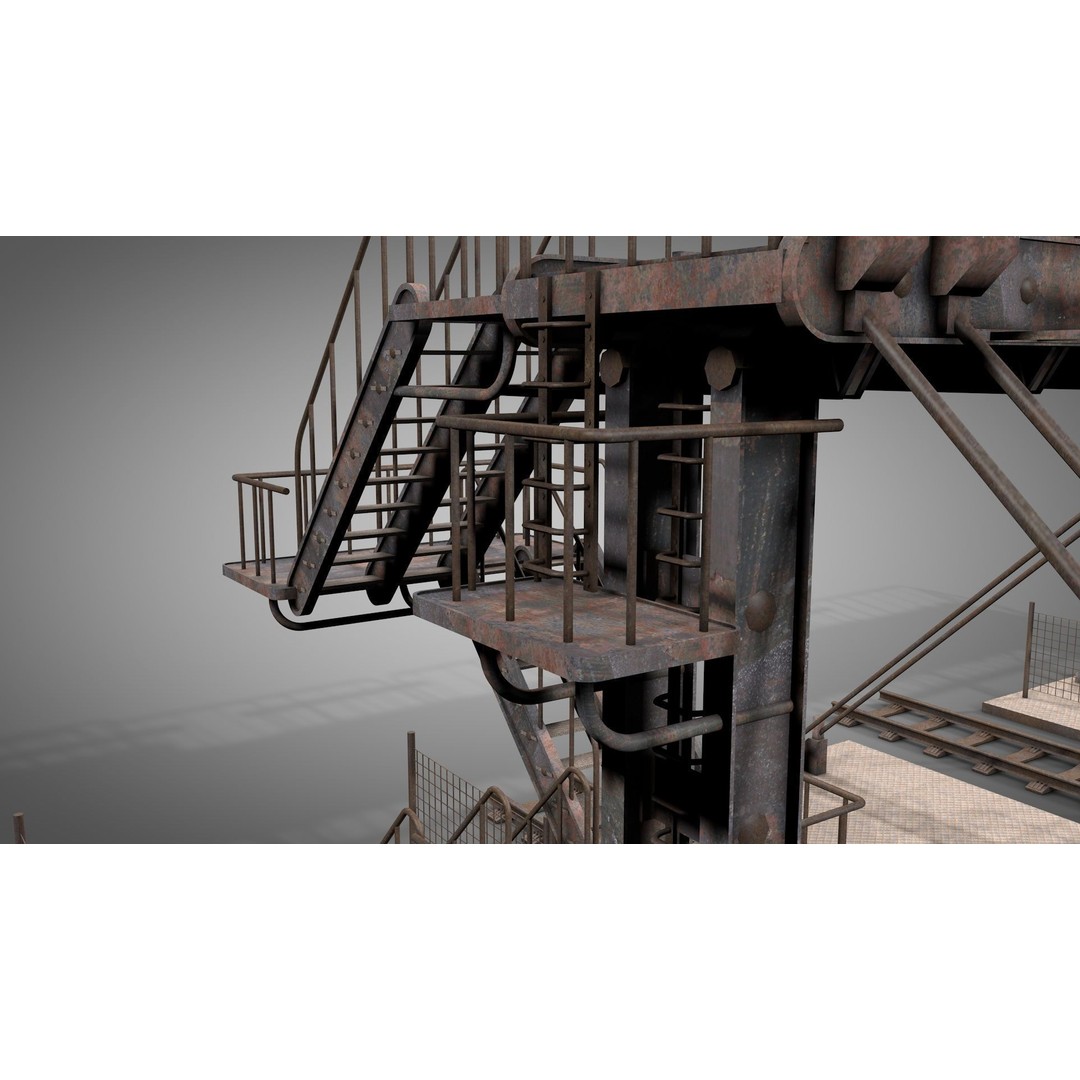 Abandoned Railway Overpass 3D Model – Detailed Architectural Asset, FBX - View 12