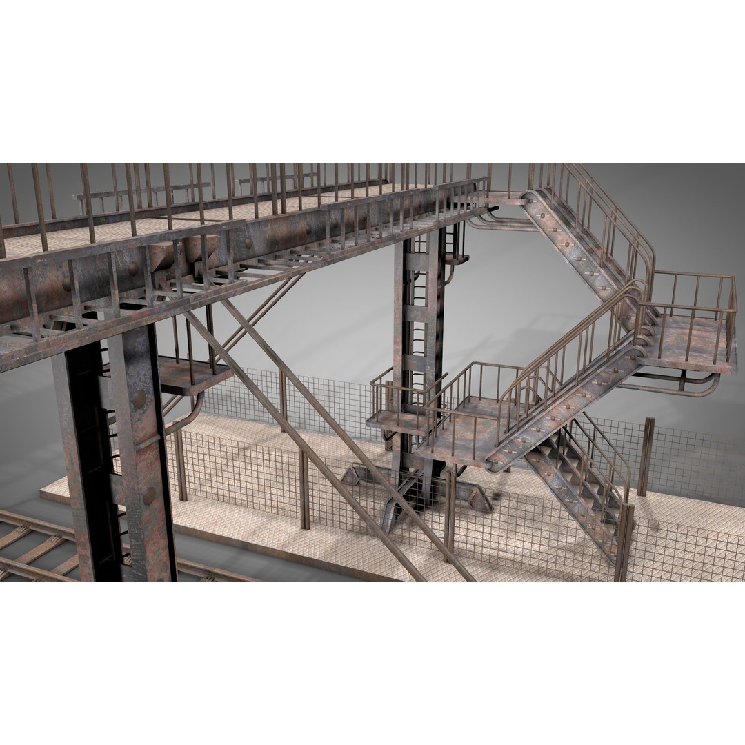 Abandoned Railway Overpass 3D Model – Detailed Architectural Asset, FBX - View 14