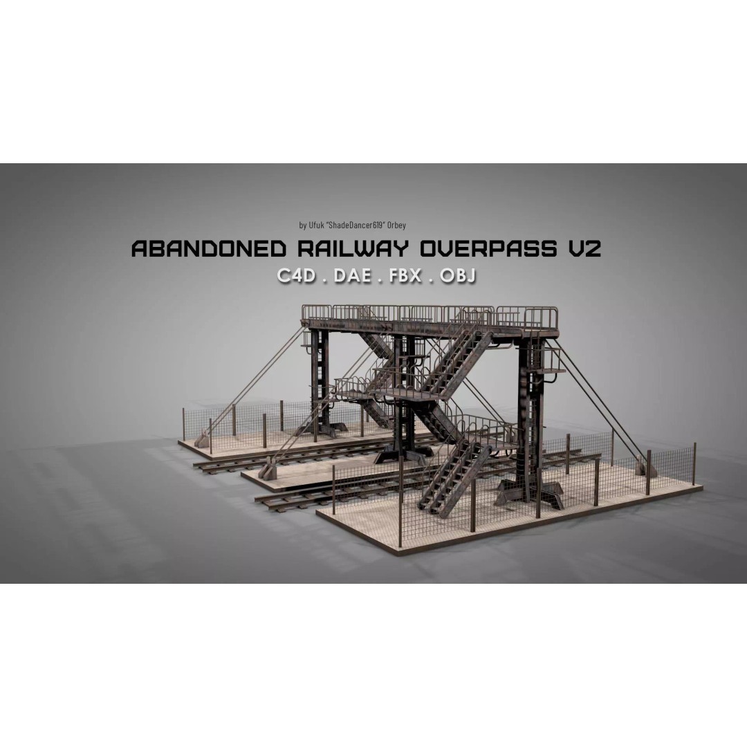Abandoned Railway Overpass 3D Model – Detailed Architectural Asset, FBX - View 2