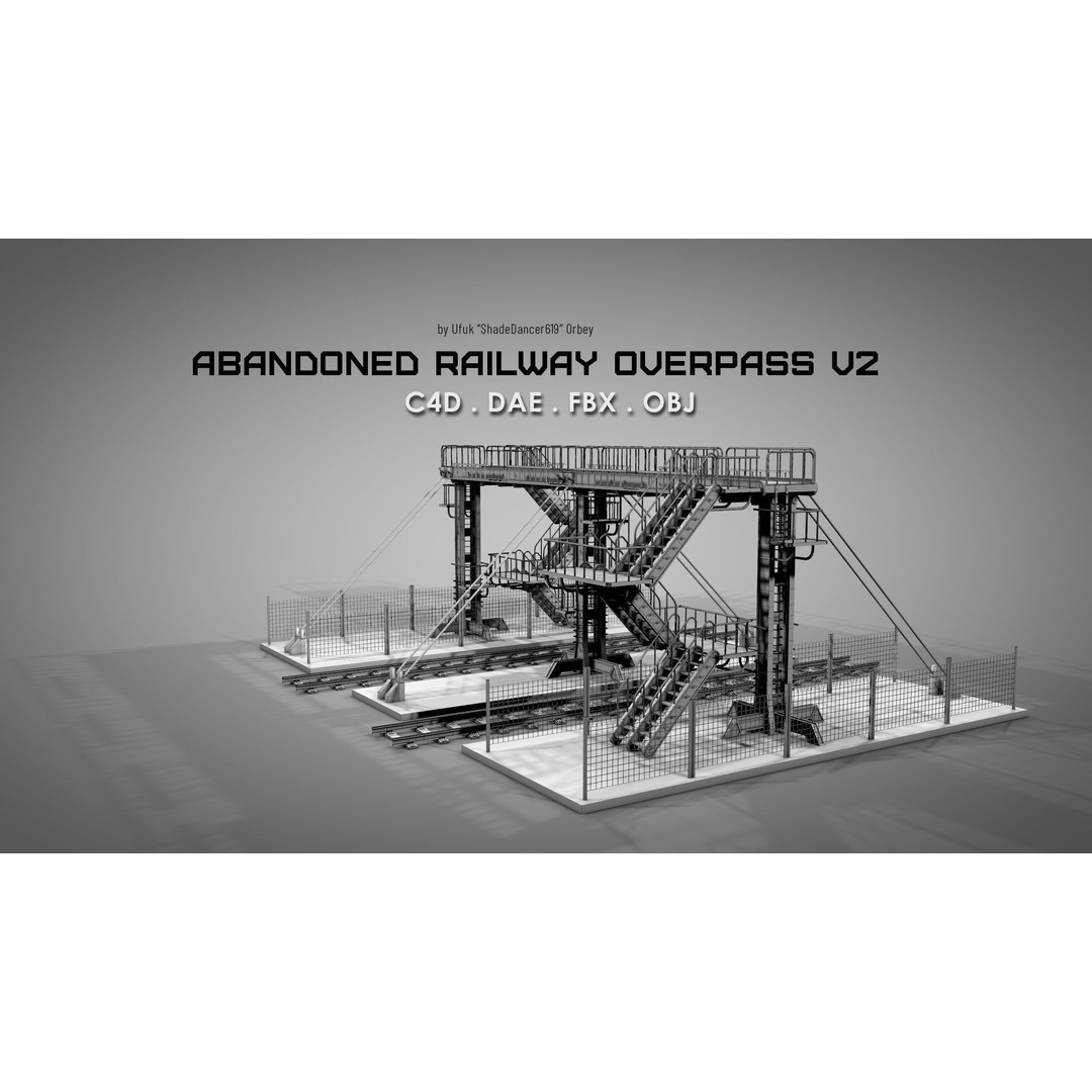 Abandoned Railway Overpass 3D Model – Detailed Architectural Asset, FBX - View 3
