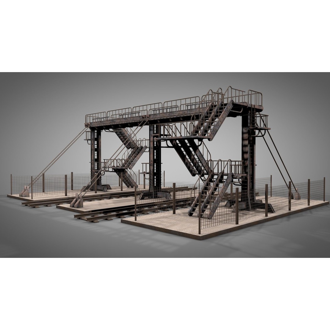Abandoned Railway Overpass 3D Model – Detailed Architectural Asset, FBX - View 4