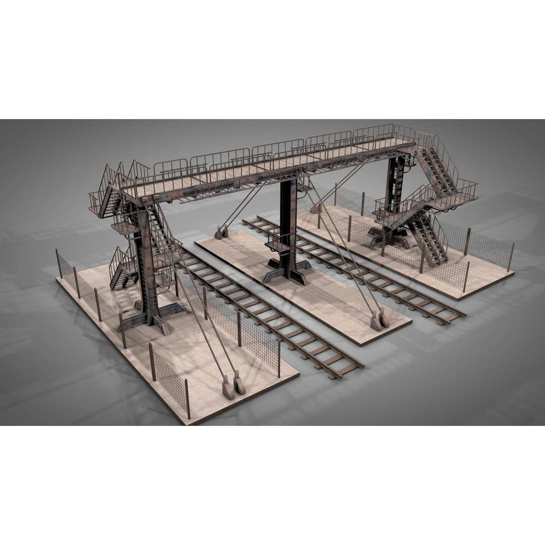 Abandoned Railway Overpass 3D Model – Detailed Architectural Asset, FBX - View 5