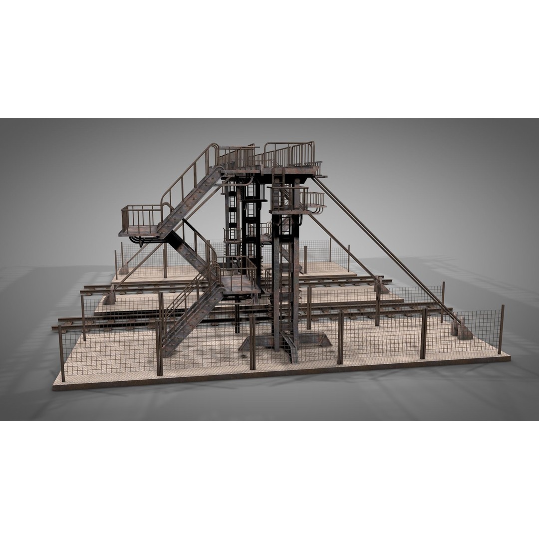 Abandoned Railway Overpass 3D Model – Detailed Architectural Asset, FBX - View 6