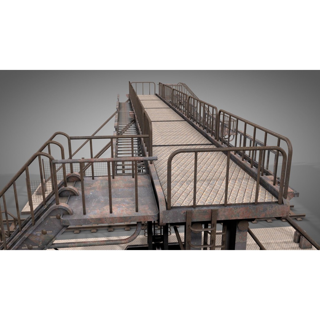 Abandoned Railway Overpass 3D Model – Detailed Architectural Asset, FBX - View 8