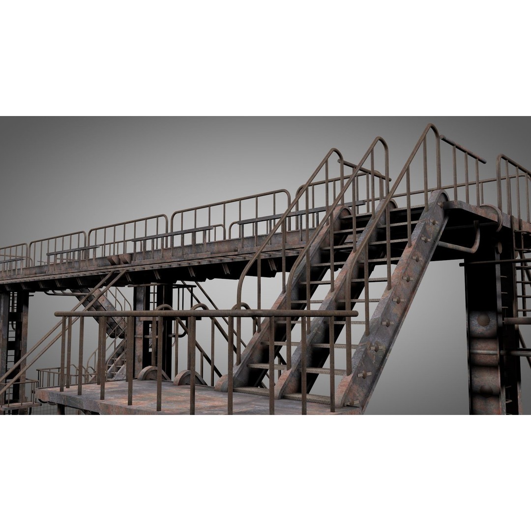 Abandoned Railway Overpass 3D Model – Detailed Architectural Asset, FBX - View 9