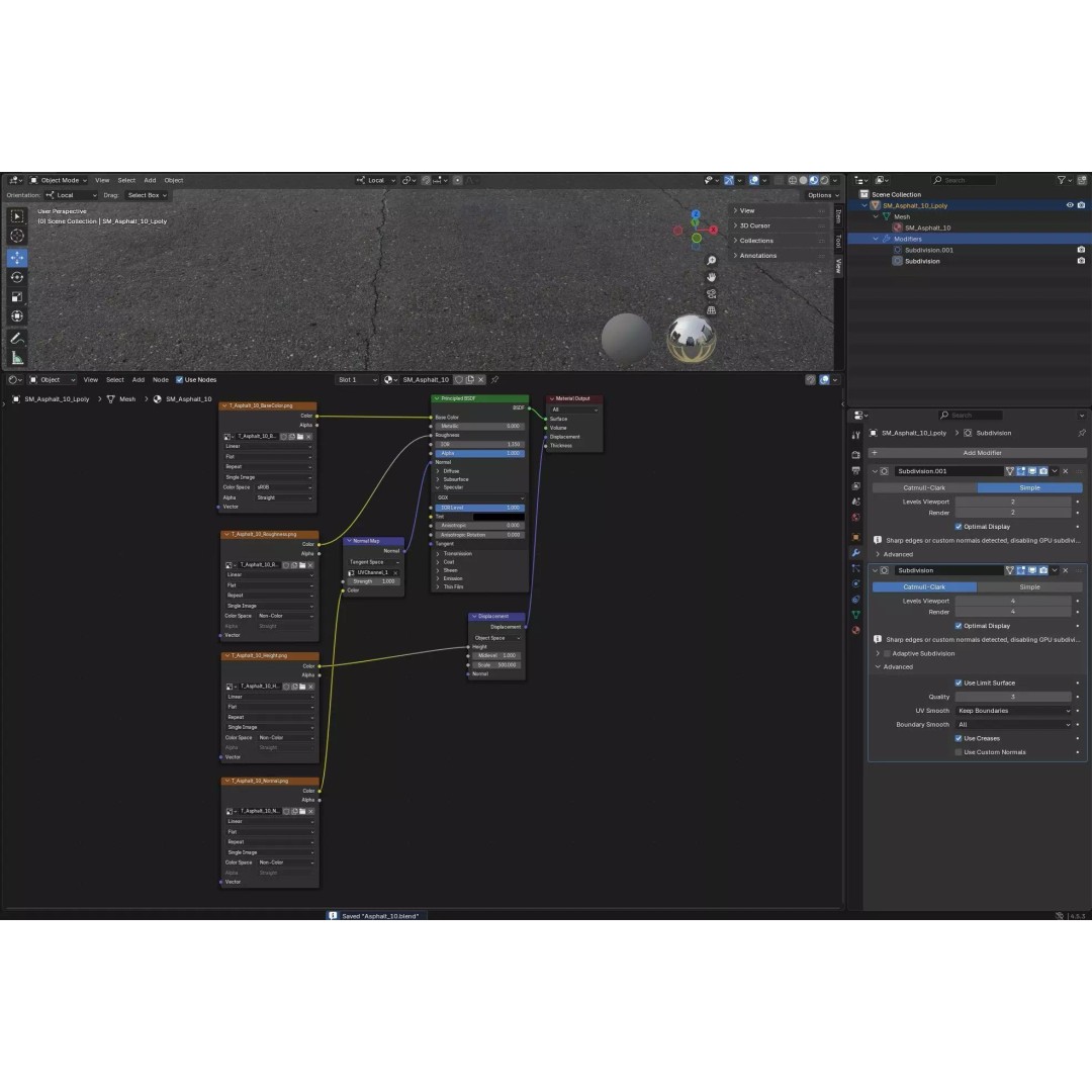 Asphalt 3D Model – Low Poly PBR Textures for Realistic Roads - View 10