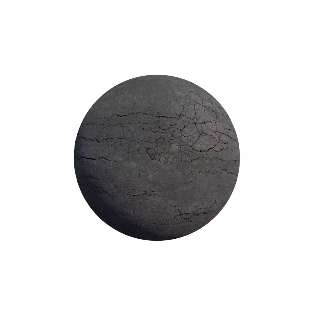 Cracked Asphalt 3D Model – Low Poly PBR Texture for Games - View 4