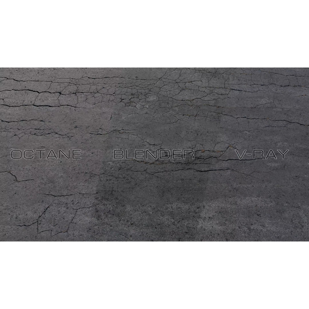 Cracked Asphalt 3D Model – Low Poly PBR Texture for Games - View 5