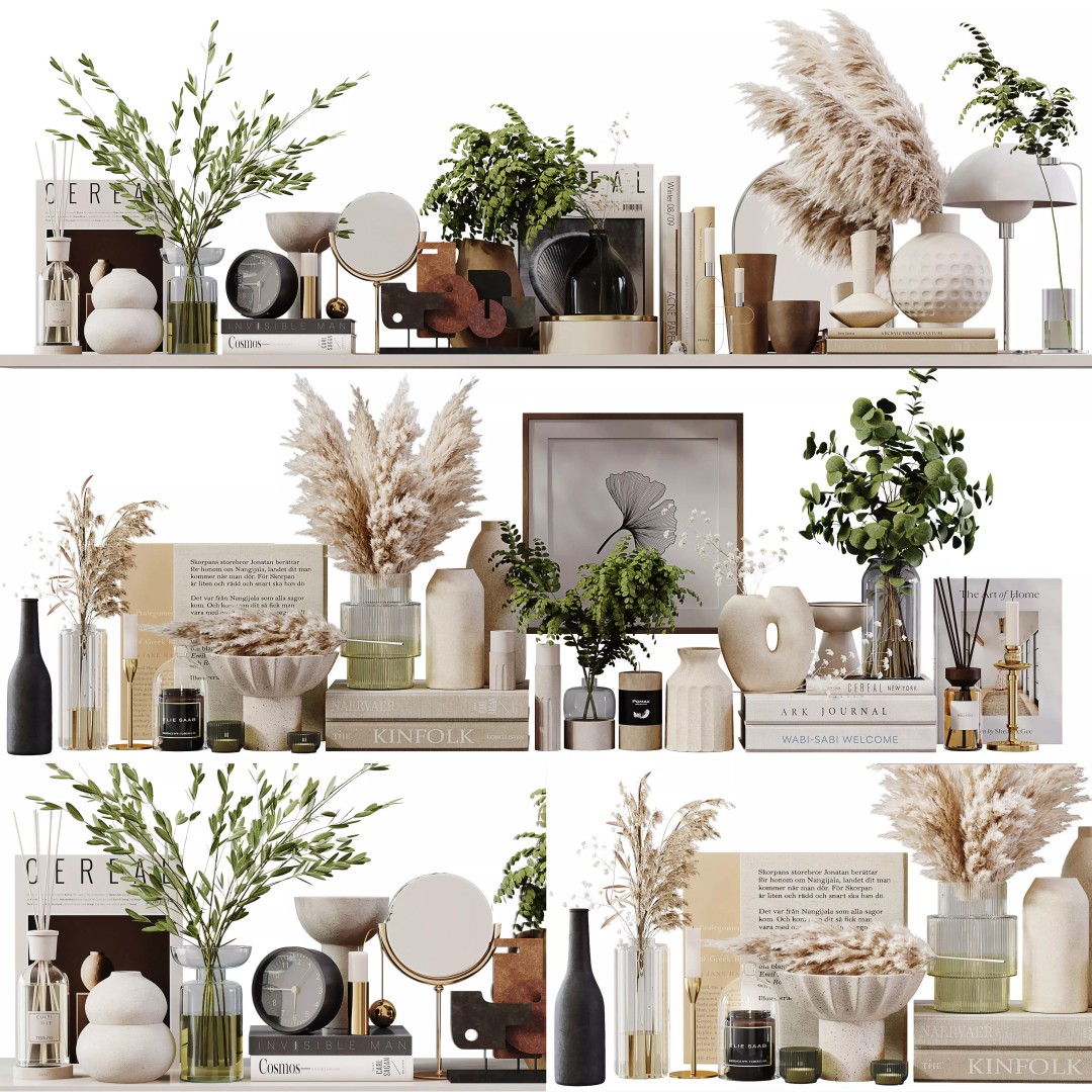 Decorative Plant Set 3D Model – Low Poly Home Decor, OBJ, FBX - View 2