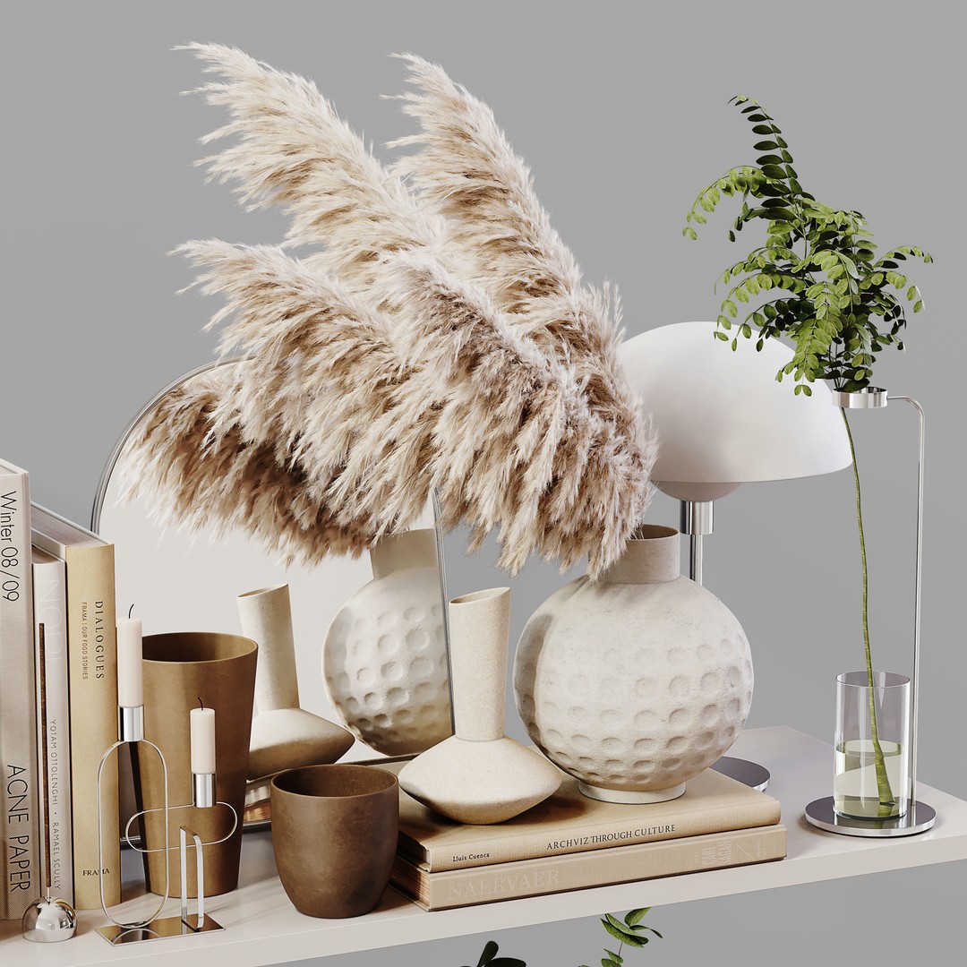 Decorative Plant Set 3D Model – Low Poly Home Decor, OBJ, FBX - View 7