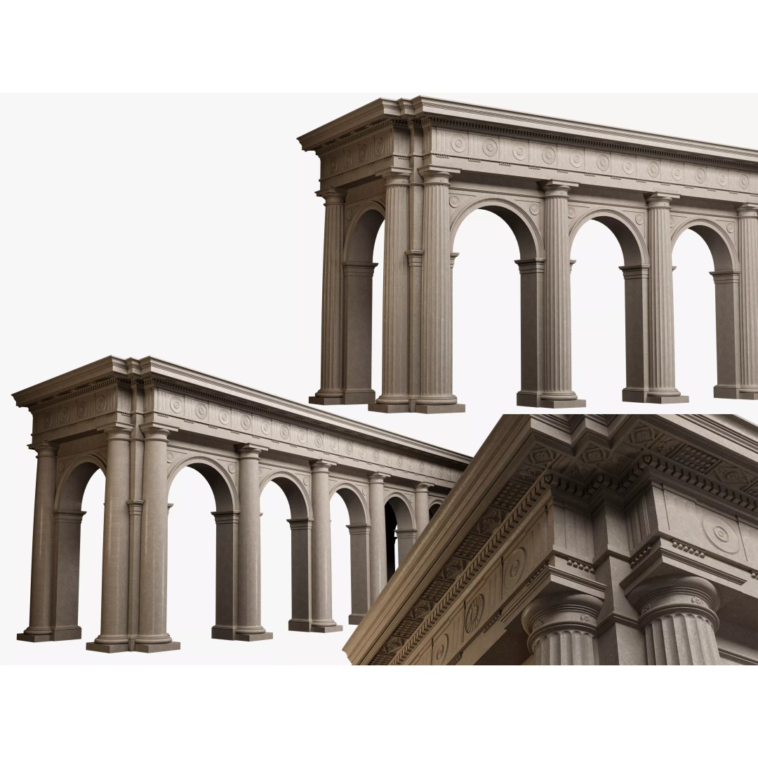 Doric Denticulated Column 3D Model – Classic Architecture Asset, FBX - View 2