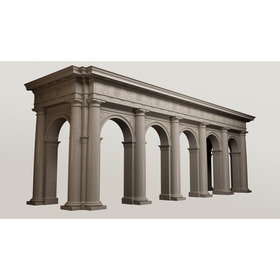 Doric Denticulated Column 3D Model – Classic Architecture Asset, FBX - View 3