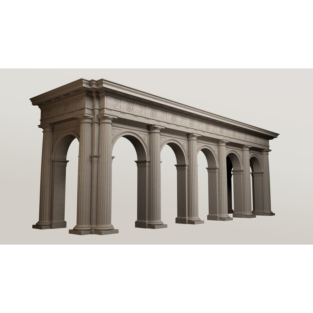 Doric Denticulated Column 3D Model – Classic Architecture Asset, FBX - View 4