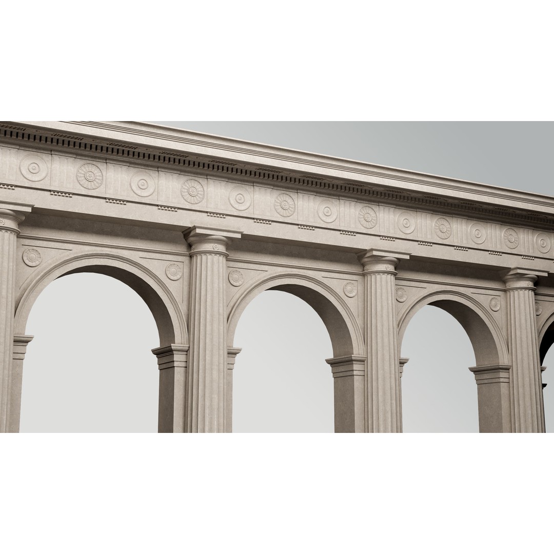 Doric Denticulated Column 3D Model – Classic Architecture Asset, FBX - View 5