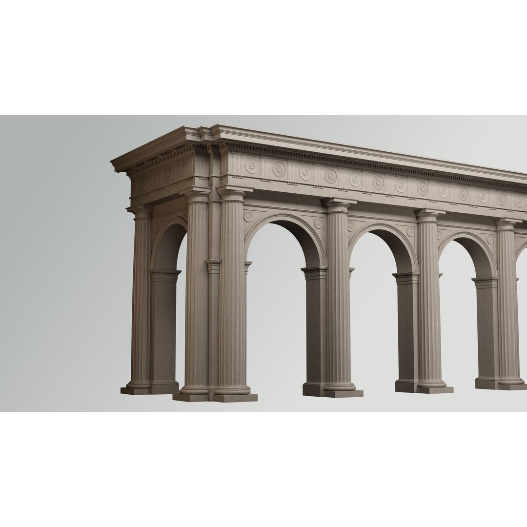 Doric Denticulated Column 3D Model – Classic Architecture Asset, FBX - View 6