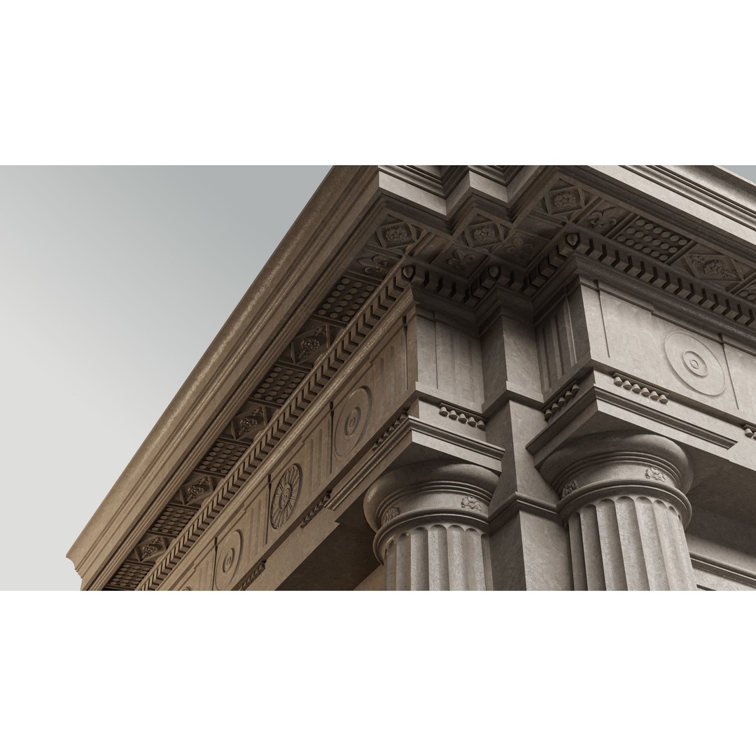 Doric Denticulated Column 3D Model – Classic Architecture Asset, FBX - View 8