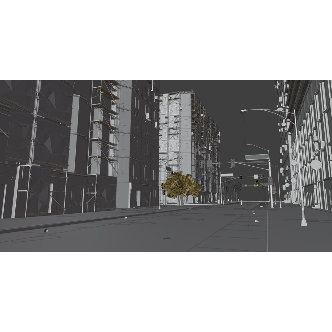 City Street 3D Model – Realistic Urban Environment, Blender - View 28
