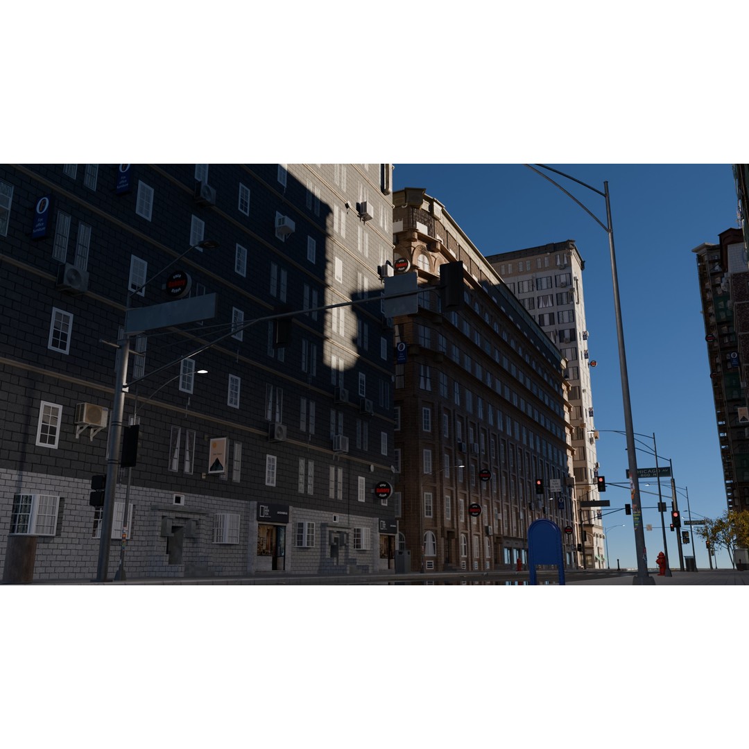 City Street 3D Model – Realistic Urban Environment, Blender - View 3