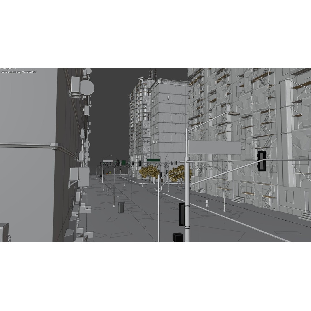 City Street 3D Model – Realistic Urban Environment, Blender - View 30