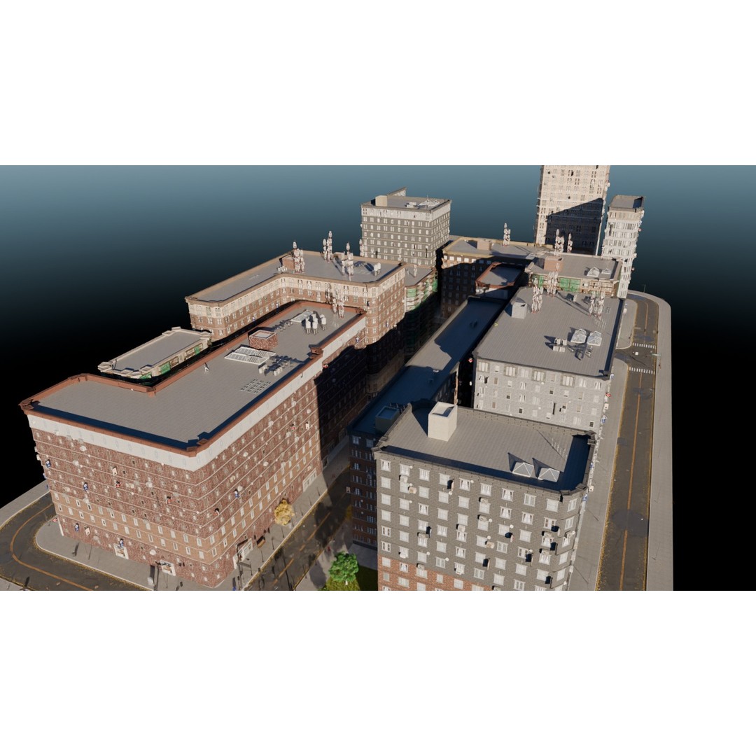 City Street 3D Model – Realistic Urban Environment, Blender - View 9