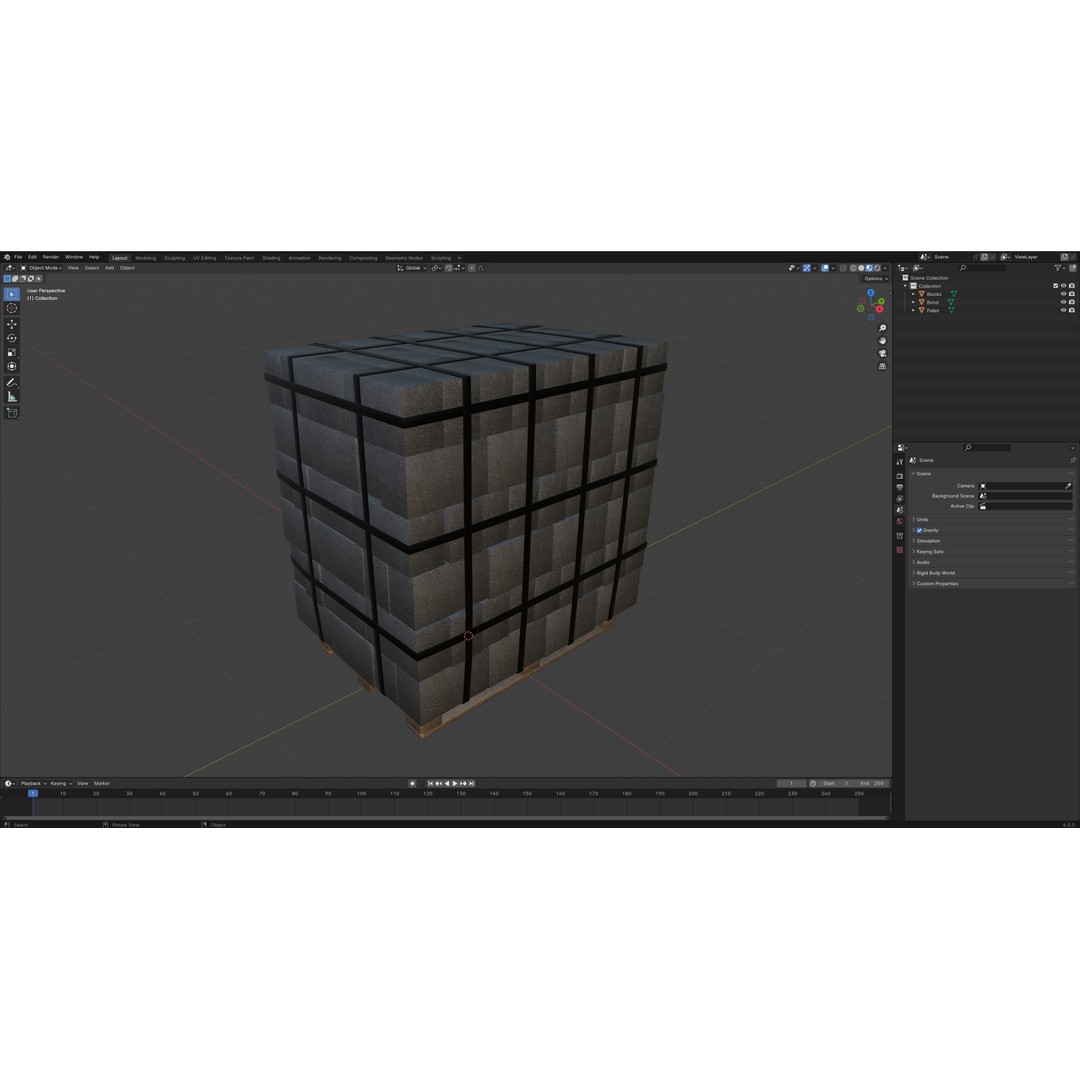 Concrete Blocks 3D Model – Low Poly Game Ready Asset, FBX, OBJ - View 12