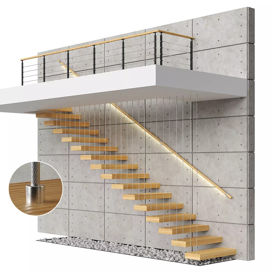 Modern Stairs 3D Model – Contemporary Design, PBR Textures, FBX - View 2