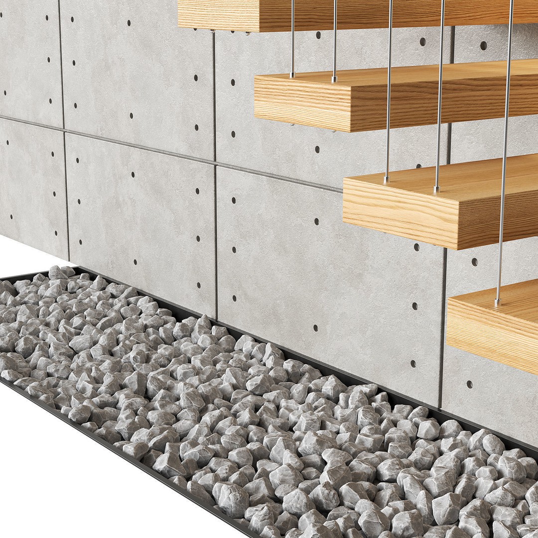 Modern Stairs 3D Model – Contemporary Design, PBR Textures, FBX - View 4