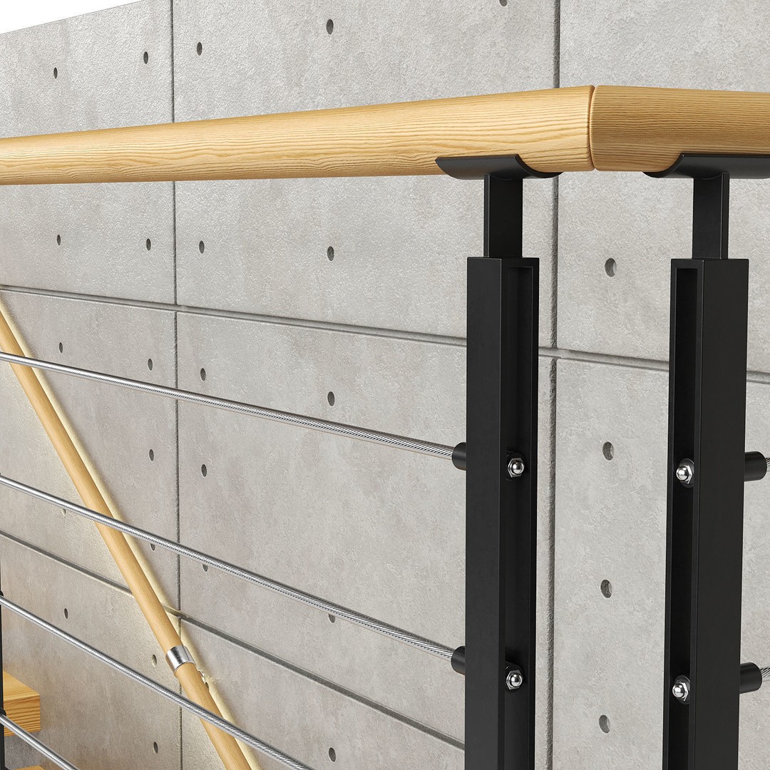 Modern Stairs 3D Model – Contemporary Design, PBR Textures, FBX - View 7