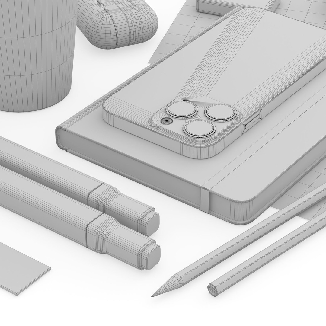 iPhone and SketchBook 3D Model – Modern Interior Decoration Set, FBX