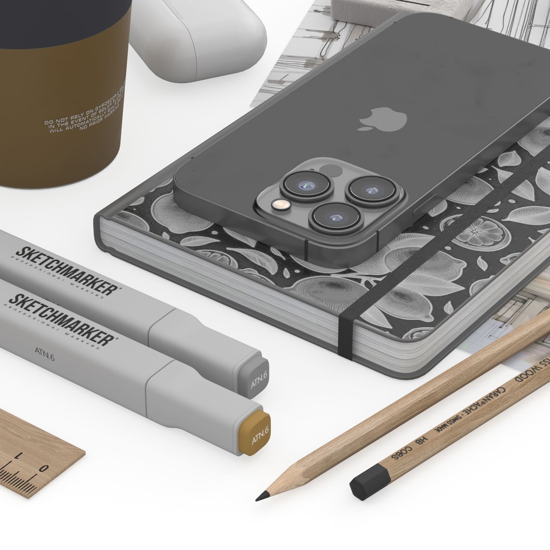 iPhone and SketchBook 3D Model – Modern Interior Decoration Set, FBX - View 3